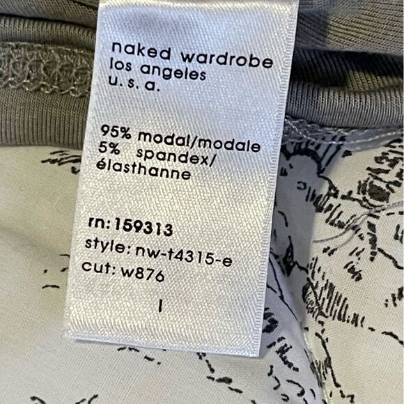 NWOT Naked wardrobe cropped gray short sleeve T-shirt size large - Picture 6 of 8